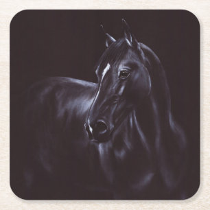 Hand-painted Equine art Square Paper Coaster