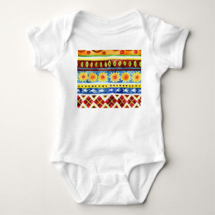 Hand Painted Ethnic Watercolor Pattern Baby Bodysuit