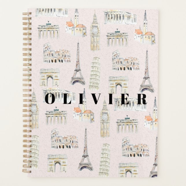 Hand painted Europe landmarks  Planner (Front)