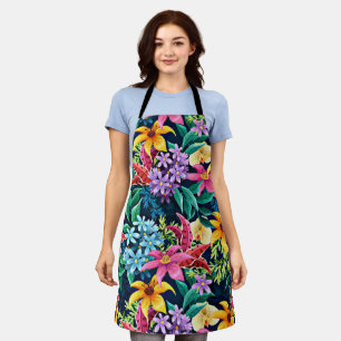 Hand Painted Exotic Floral Pattern-23001 Apron