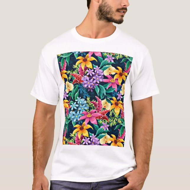 Hand Painted Exotic Floral Pattern-23001 T-Shirt (Front)