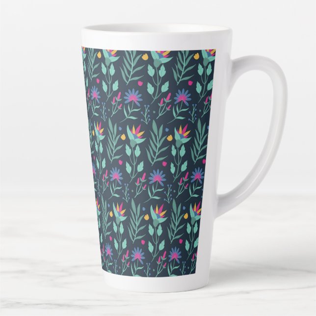 Hand Painted Exotic Floral Pattern-23206 Latte Mug (Right)
