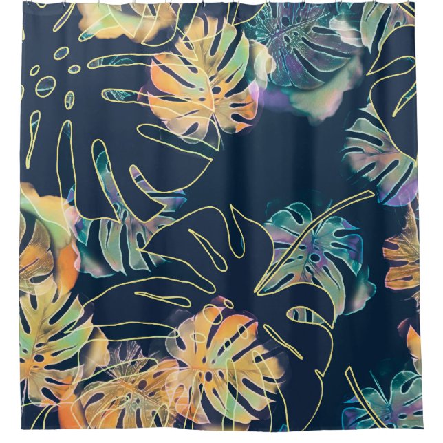 Hand-painted exotic leaves: seamless pattern. (Front)