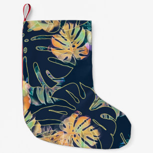 Hand-painted exotic leaves: seamless pattern. small christmas stocking