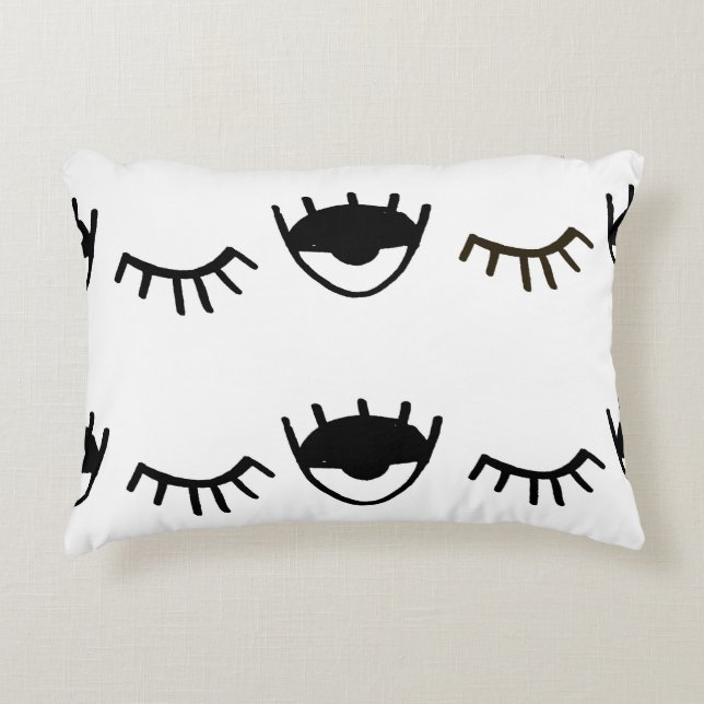 Hand Painted Eyes Ink Pattern Accent Pillow (Front)