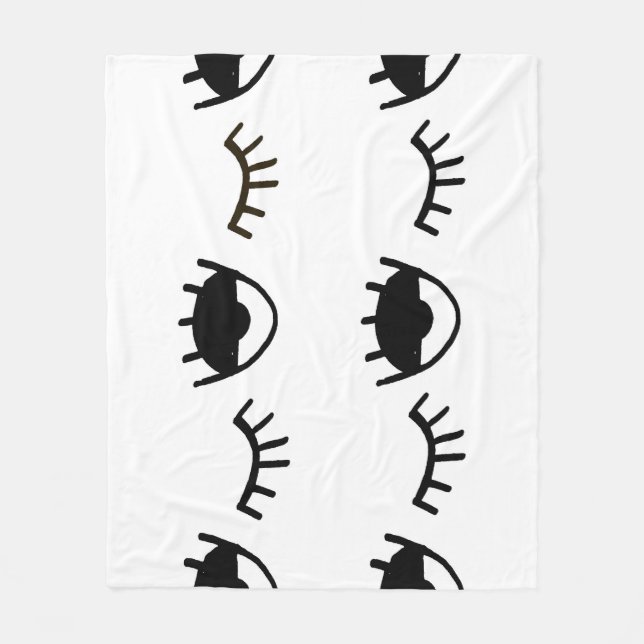 Hand Painted Eyes Ink Pattern Fleece Blanket (Front)