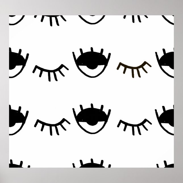Hand Painted Eyes Ink Pattern Poster (Front)