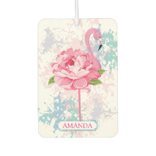 Hand painted flamingo Monogram Air Freshener