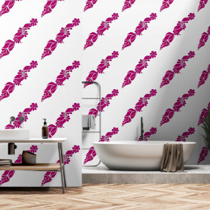 Hand Painted Floral botanical pink Peel and Stick Wallpaper