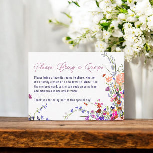 Hand Painted Floral Bridal bring a Recipe  Enclosure Card