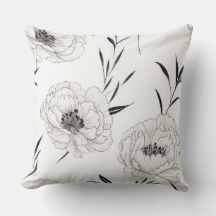 Hand-Painted Floral Decorative Throw Pillow