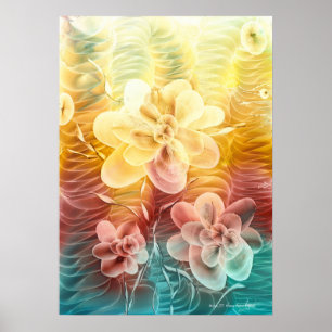 Hand Painted Floral Fantasy Art Poster