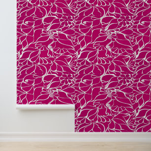 Hand Painted  Floral Mehndi Henna Peel and Stick Wallpaper