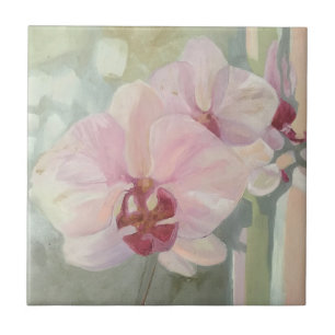 Hand painted floral orchid elegant pastel colors tile
