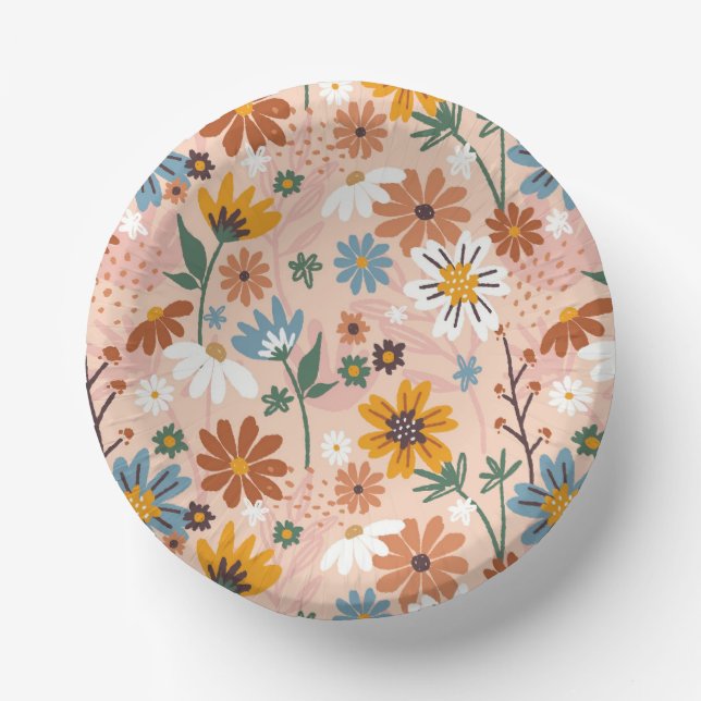 Hand Painted Floral Pattern-23136 Paper Plate (Front)