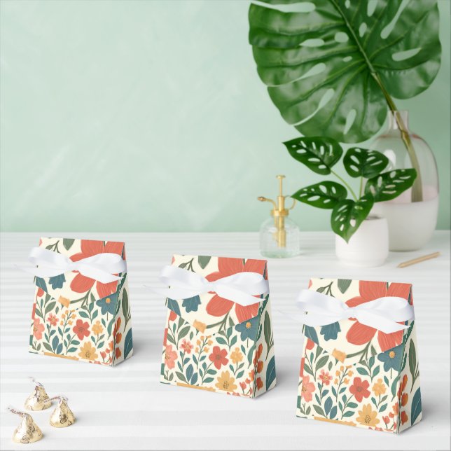 Hand-Painted Floral Pattern – Colourful Botanical  Favor Box (Multiple)