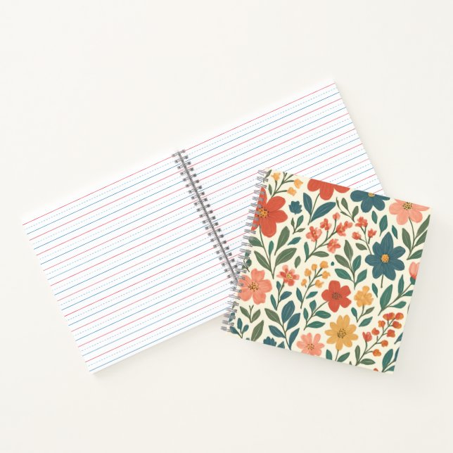 Hand-Painted Floral Pattern – Colourful Botanical  Notebook (Inside)