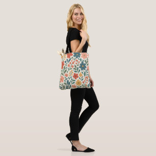 Hand-Painted Floral Pattern – Colourful Botanical Tote Bag