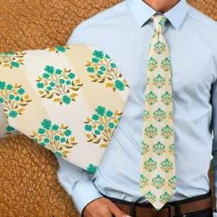 Hand-painted Floral Turquoise Astor Pattern Tie