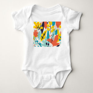 Hand-painted flowers, leaves seamless pattern. baby bodysuit