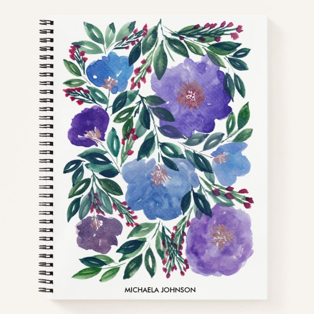 Hand painted flowers Notebook (Front)