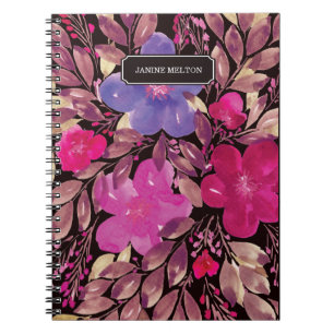 hand painted flowers notebook