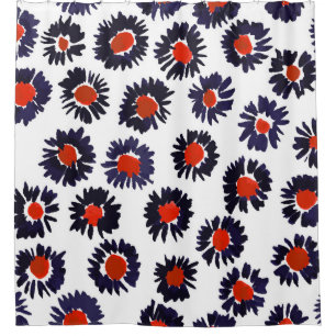 Hand-painted flowers, red and blue pattern.