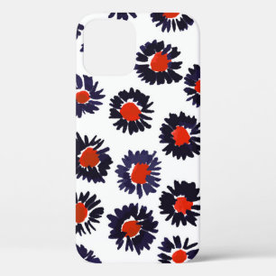 Hand-painted flowers, red and blue pattern. iPhone 12 case