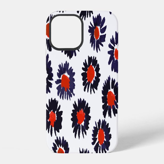 Hand-painted flowers, red and blue pattern. iPhone case (Back)