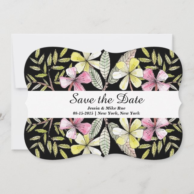 hand painted flowers save the date (Front)