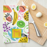 Hand Painted Fruit Pattern Kitchen Towel<br><div class="desc">Your monogram initial on this kitchen towel featuring a modern fruit pattern of pineapples,  pears,  oranges,  cherries,  papaya,  grapes,  kiwis and peaches. You can put this design on other products,  too!</div>