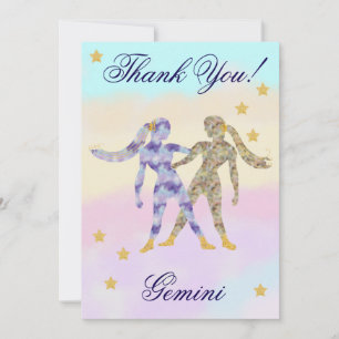 Hand-Painted Gemini Birthday Thank You Card