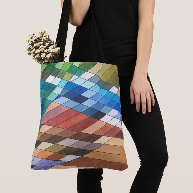 Hand Painted Geometric Abstract Pattern Tote Bag (Close Up)