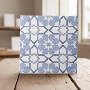 Hand painted geometric purple moroccan ethnic tile