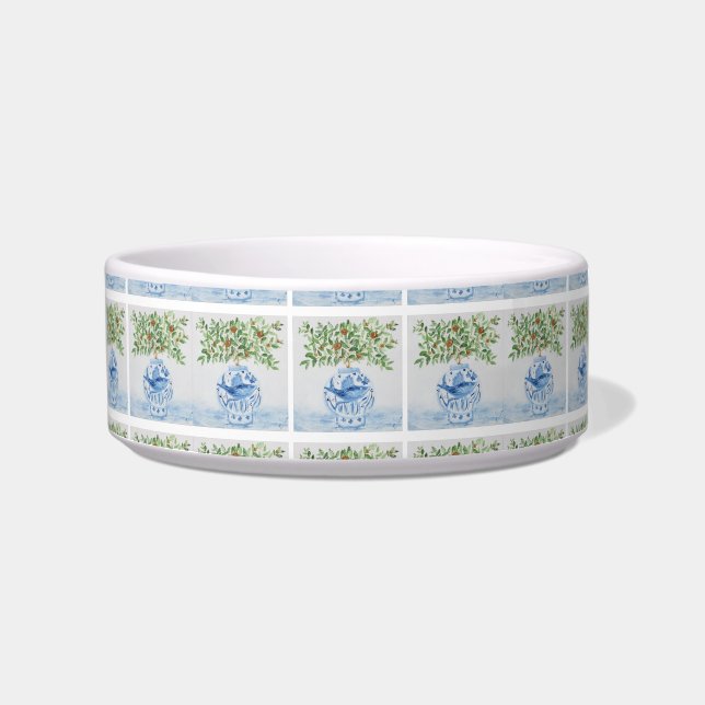 Hand Painted Ginger Jar Orange Tree dog  Bowl (Front)