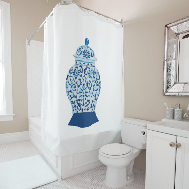 Hand Painted Ginger Jar Shower Curtain (In Situ)