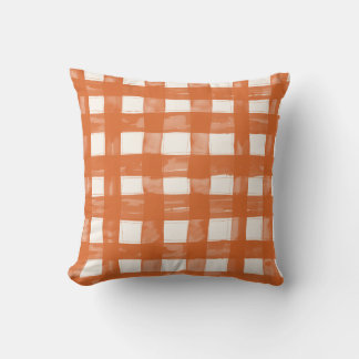 Hand-painted Gingham Throw Pillow