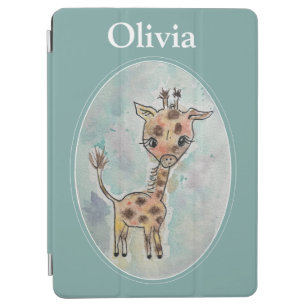 Hand Painted Giraffe Personalized  iPad Air Cover