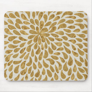 Hand Painted Gold Floral Elegant Watercolor Mouse Pad