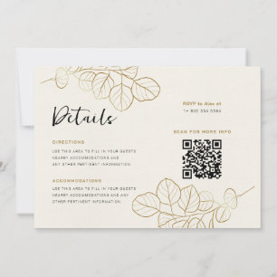 Hand Painted Gold Leaves Frame Wedding Details Invitation