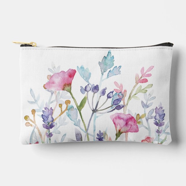 Hand Painted Gorgeous Floral Print  Accessory Pouch (Front)
