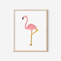 Hand-Painted Gouache Tropical Flamingo Art