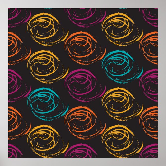 Hand painted grange texture. Ink geometric element Poster (Front)