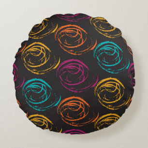 Hand painted grange texture. Ink geometric element Round Pillow