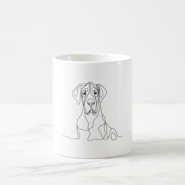 Hand Painted Great Dane Line Art  Coffee Mug (Center)