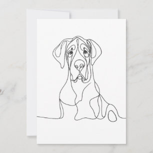 Hand Painted Great Dane Line Art  Invitation