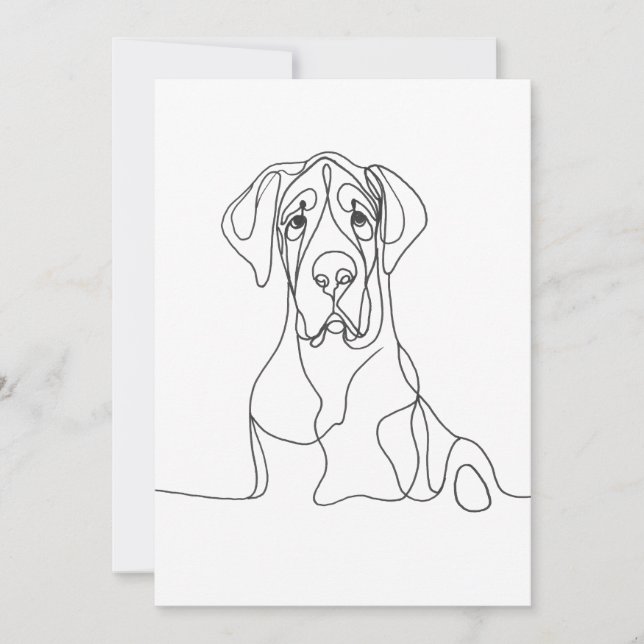 Hand Painted Great Dane Line Art  Invitation (Front)
