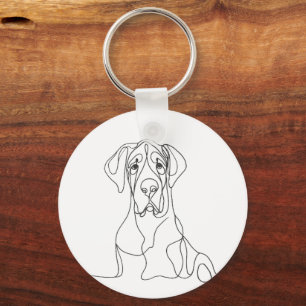 Hand Painted Great Dane Line Art  Keychain