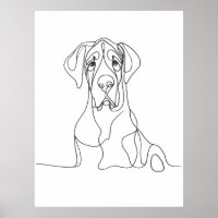 Hand Painted Great Dane Line Art 