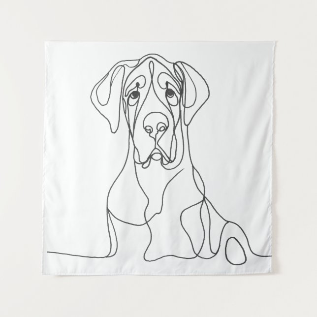 Hand Painted Great Dane Line Art  Tapestry (Front)